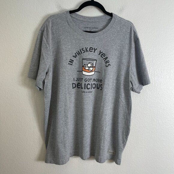Life Is Good Mens XL Gray T Shirt In Whiskey Years I Just Got More Delicious Top - Picture 2 of 8